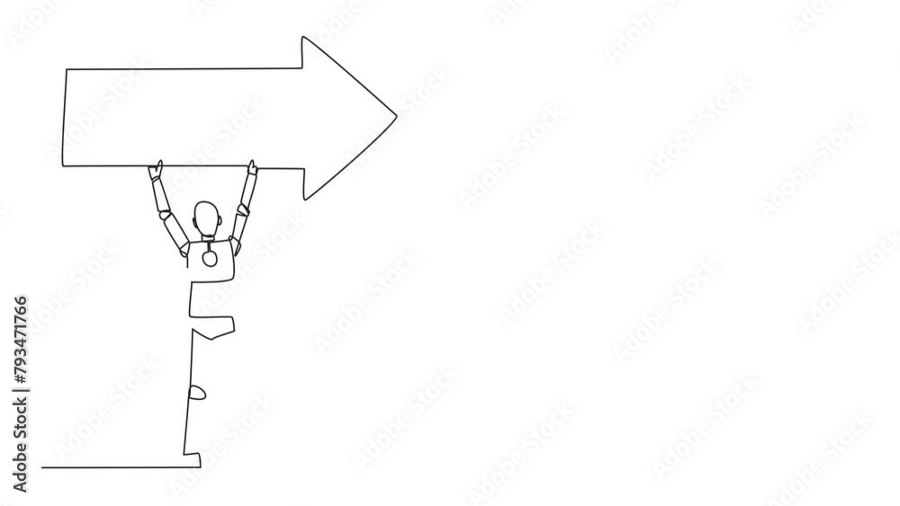 Poster self drawing animation of single continuous line drawing robotic artificial intelligence together ra