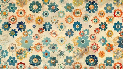 Vintage Distressed Floral Pattern Background