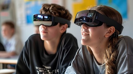 Teenagers Experiencing Augmented Reality in Classroom