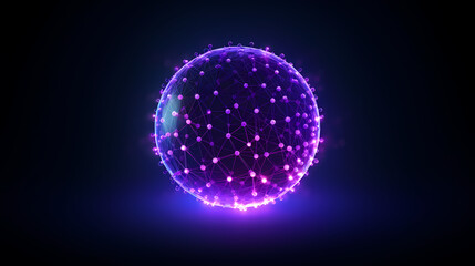 3D rendering of glowing sphere with connections and data points