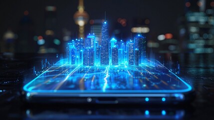 A 3D rendering of a futuristic city.