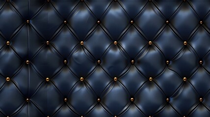Close-up of dark blue tufted leather with button details
