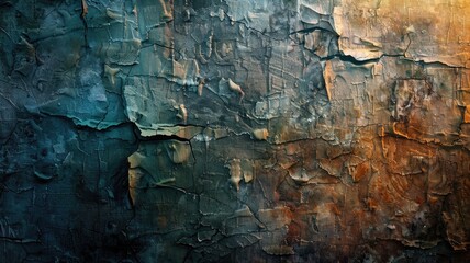 Obraz premium Textured wall with peeling blue and orange paint