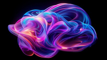 Explore the dynamic movement of light and color with this abstract fluid iridescent holographic neon curved wave in motion