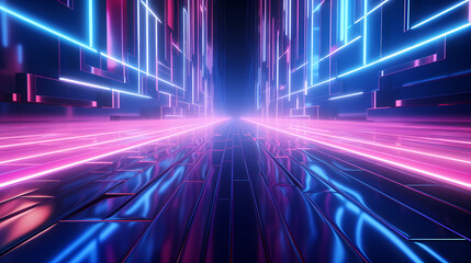 3D rendering of colorful neon stripes