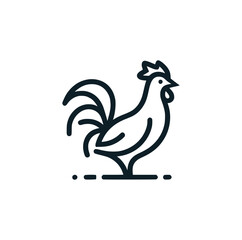 The rooster line art icon logo. Vector illustration.