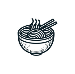 The ramen line art icon logo. Vector illustration.