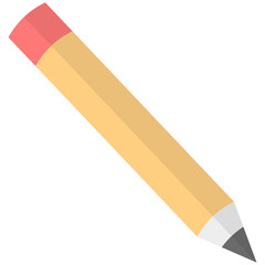 School pencil flat icon isolated on white background.
