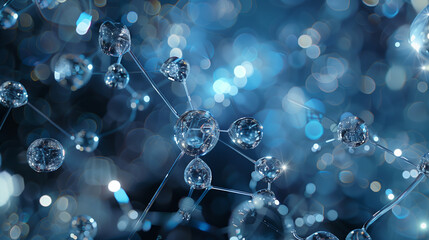 Abstract Molecular Structure with Sparkling Diamonds Concept