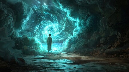 Obraz premium Luminescent Gateway Enter the Magic Light Portal