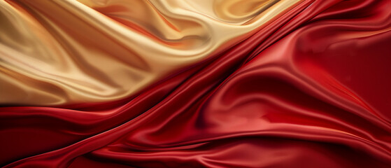 Obraz premium Elegant Fabric Waves of Red and Gold Silk Textures