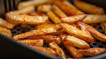 French fries cooking in an air fryer for a tasty dish