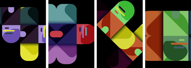 a set of four colorful images with the letters j k l and m High quality - Powered by Adobe