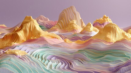 colorful mountains and river pattern illustration poster background