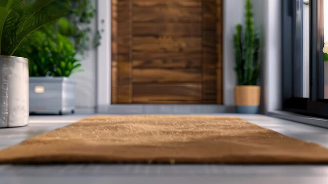 a humorous doormat with a punny welcome message. .