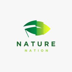 Flag of leaf logo icon, nature nation logo icon vector template on white background