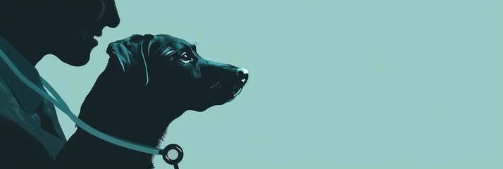A minimalist design featuring a silhouette of a dog receiving veterinary care, symbolizing the importance of World Veterinary Day - obrazy, fototapety, plakaty