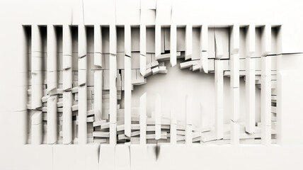 Abstract white paper art forming a three-dimensional geometric pattern.