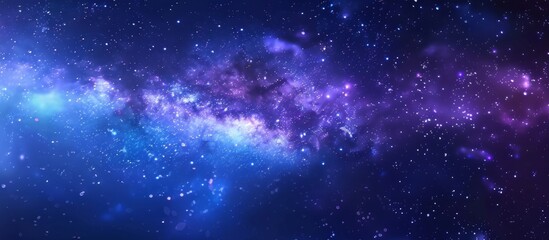 Fototapeta na wymiar Vibrant hues of blue and purple create a stunning galaxy filled with twinkling stars set against a deep black background