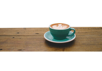 cup of coffee on wooden table