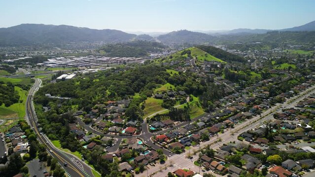 Aerial View of Marinwood, Terra Linda, Mt Tamalpais, San Rafael, Marin County, California