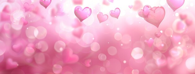 Romantic Pink Background with Soft  pink Hearts