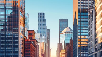 Obraz premium Cityscape featuring modern buildings in an urban landscape