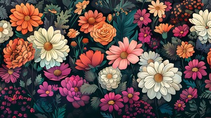 A lush and vibrant floral pattern illustration poster background