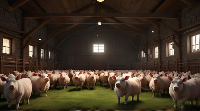 Animal farm cute model 3d Illustration High quality .Generative AI