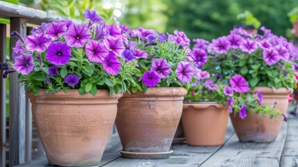 Beautiful Purple color blooming Flowers in Flower Pot