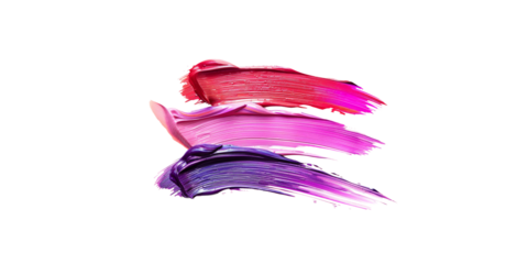 Colorful paint strokes of pink, purple and red lipstick isolated on a white background