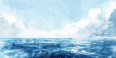 Acceptance of Grief: The Ocean and Calm Waters - Visualize a calm ocean, illustrating the acceptance and peace that can come from religious beliefs about the nature of grief and loss