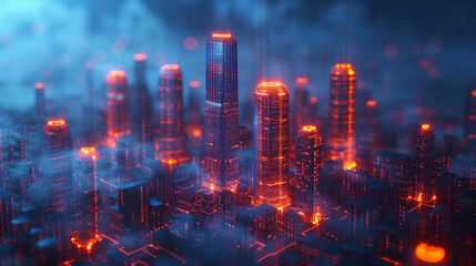 Fototapeta premium Illuminated City of the Future