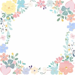 Fototapeta premium frame with flowers and butterflies