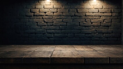 empty room with lights on  brick wall for mocup