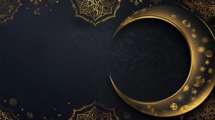 Moon and stars background with luxury gold color