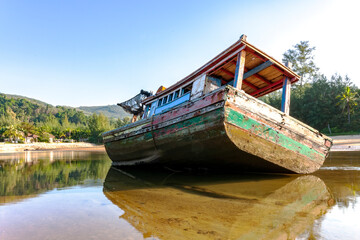 Abandoned boat, Layan Beach, Phuket, Thailand
