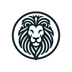 The lion line art icon logo. Vector illustration.