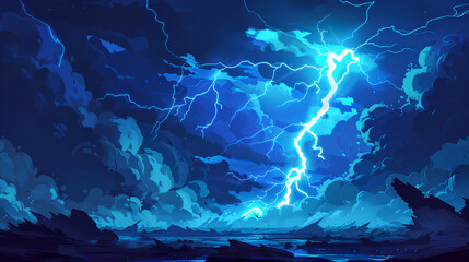 purple lightning strike cartoon style 3d rendering AI generative