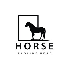 Wild Horse Logo Farm Design Silhouette Simple Vector Illustration Template