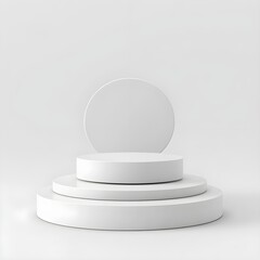 3d display product abstract minimal scene with geometric podium platform. white background 3d rendering with podium. stand for cosmetic products. Stage showcase on pedestal 3d white studio