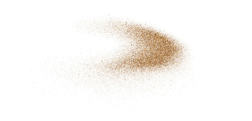 Fototapeta na wymiar Sand powder splash. Flowing dust speckles and particles wave texture. Ground grain scatter element. Gritty explosion wind shape for overlay, poster, banner, brochure, leaflet. Vector sandy background