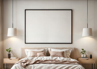 Black frame mockup in cozy interior.