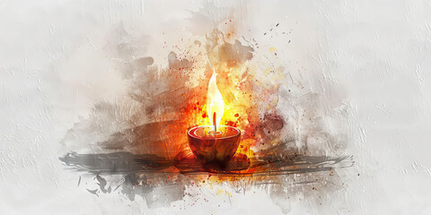 The Sacred Flame and Eternal Light - Imagine a sacred flame burning brightly, symbolizing the eternal light of hope and faith that can illuminate even the darkest moments - obrazy, fototapety, plakaty