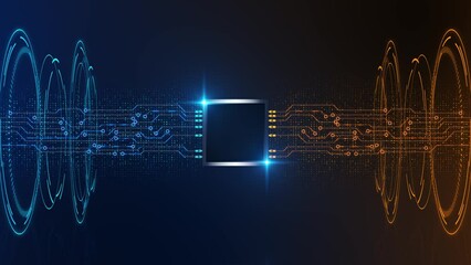 AI hologram HUD Technology Digital Data Abstract cyber tech cyberpunk Background, Analysis. Cyberspace Particles Network Connections, Virtual 3D podium Hud design technology machine learning 4K 3D