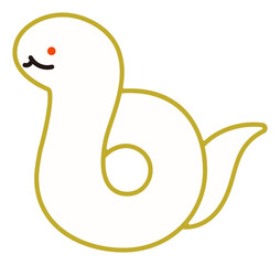 巳年の年賀素材_かわいい白蛇のイラスト