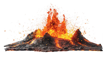 volcano mountain explosion on transparent background	