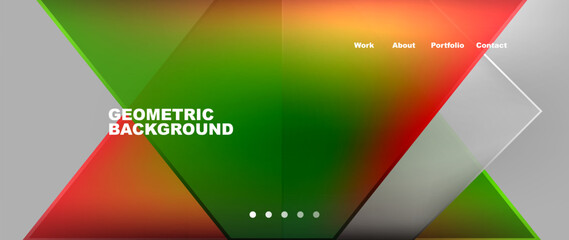 Fototapeta premium A geometric background featuring red, green, and white triangles on a gray background, resembling automotive exterior design