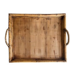 A classic bamboo tray captured in all its vintage charm against a transparent background