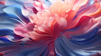 3d illustration visualized elegant wave background with floral elements. - 793508184
